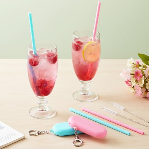 2 Set Travel Straws Reusable with Case, Portable Straw for Hot & Cold