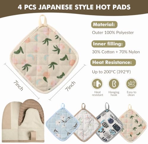 LEEPENK10Piece Pot Holders for Kitchen Heat Resistant,4 Beige Pot