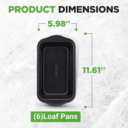 NutriChef Loaf Pans Set of 6 | Non-Stick Premium Bread Pans Quick &