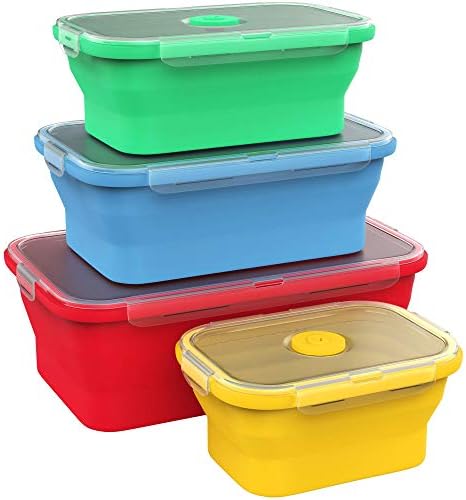 Vremi Silicone Food Storage Containers with BPA Free Airtight Plastic
