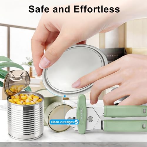 Can Opener Manual, Reinforced Blade, Effortless Knob, Non-Stick, Green