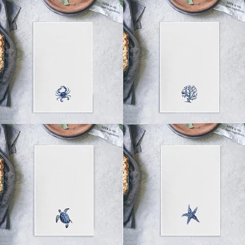Coastal Kitchen Towels - Set of 4 - Decorative Dish and Hand Towels