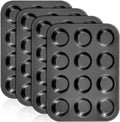 Domensi 4 Pcs Muffin Pan 12 Cup Carbon Steel Cupcake Baking Pan
