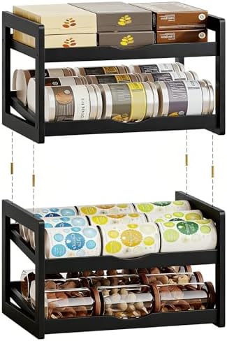 BAMBANG Can Organizer for Pantry, Detachable Bamboo 4 Tier Stackable