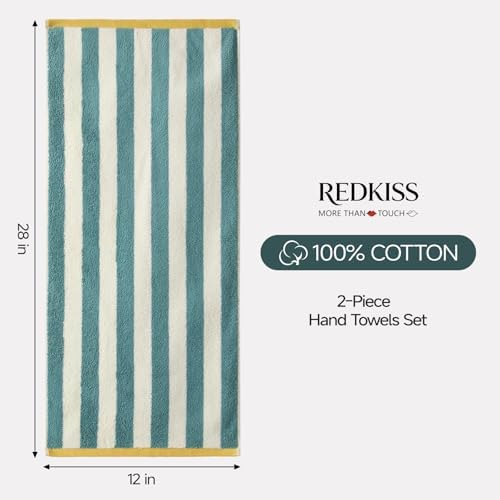 REDKISS Striped Hand Towels for Bathroom, Kitchen Decor, Guest Use