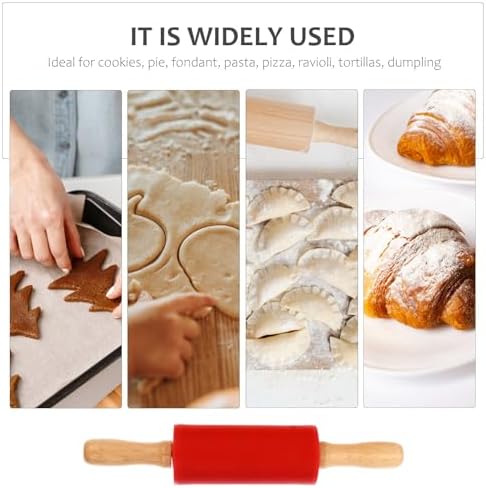 4pcs Mini Silicone Wood Handle Rolling Pin for Baking