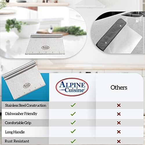 Alpine Cuisine Stainless Steel Dough Scraper with Comfortable Handle