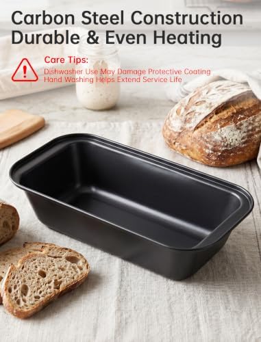 NiHome Loaf Pan Set of 6, 9x5 Carbon Steel Bread Pans with Silicone