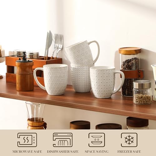 MALACASA Coffee Mugs Set of 4, 16 oz Large White Ceramic Coffee Mug