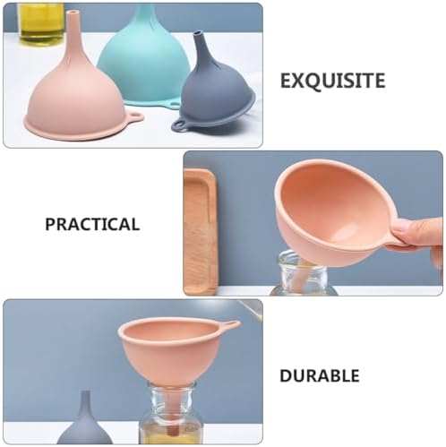 3 Pcs Silicone Wide Mouth Funnel Set for Kitchen Spill-Free Filling