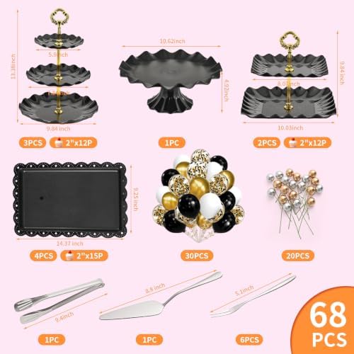 68 Pack Dessert Table Display Set, Tiered Round Cupcake Stands