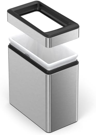 simplehuman Slim Open Trash Can, 10L, Stainless Steel
