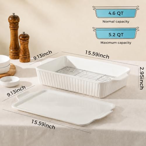 2 Pack 9x13 Ceramic Casserole Dish with Lid