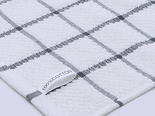 Cotton Dish Towels for Kitchen, Dish Rags, 12 x 12 Inches, 8pc, Grey