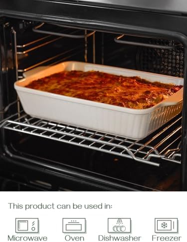 DOWAN Casserole Dish, 9x13 Ceramic Baking Dish, Large Lasagna Pan Deep