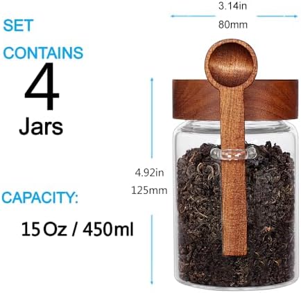 SAIOOL Loose Leaf Tea Storage Canister Set, 4 Pieces, 16 OZ