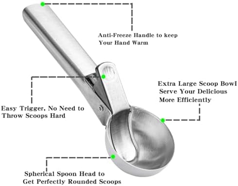 Ice Cream Scoop,Portable Stainless Steel Ice Cream Scoop with Trigger