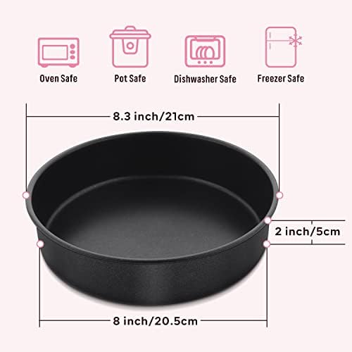 Herogo 8 x 2 Inch Black Round Cake Pan Set of 3, Nonstick Sturdy