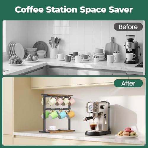 EsLuker.ly Coffee Mug Holder Cup Tree Rack for Coffee Bar Countertop