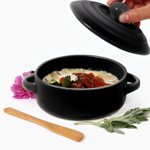 Stoneware Brie Cheese Baking Dish and Warmer with Lid - Oven Safe