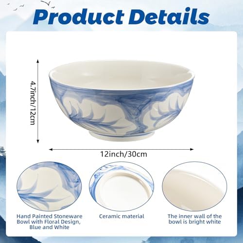 Maxdot Blue and White Chinoiserie Pasta Bowl 12 X 12 X 6 Inche
