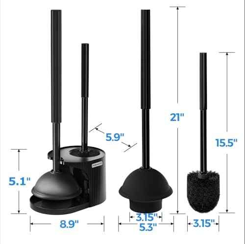FORASTO 2Pack Toilet Brush and Plunger Set