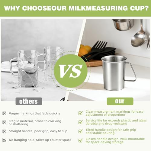Stainless Steel Metal Measuring Cup w/Handle for Liquid,24&24oz
