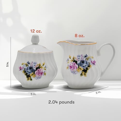 Sugar and Creamer Set - Porcelain Sugar and Creamer Vintage Tea Set