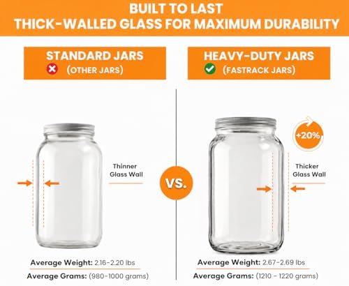 4-Pack 1 Gallon Wide Mouth Glass Jars with Lids