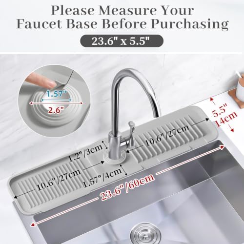 PoYang 23.6 Inch Silicone Sink Splash Guard, Kitchen Sink Mat, Light