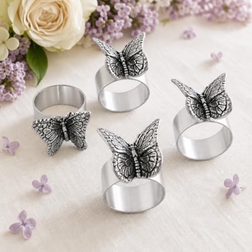 Arthur Court Butterfly Napkin Rings Set of 4 - Elegant Spring Table