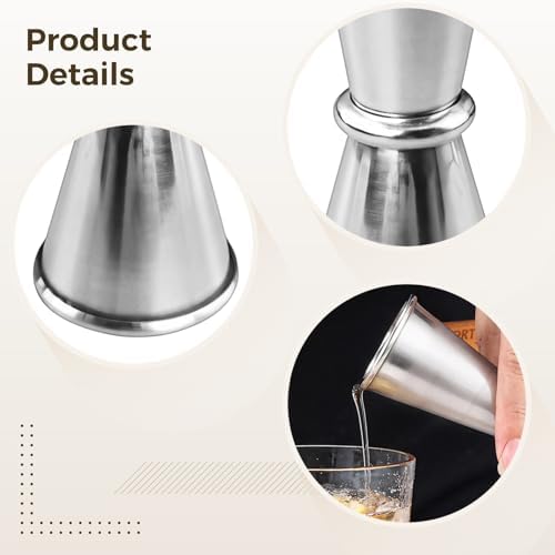 Jigger Set 1 Oz 2 Oz Double-Headed, 9 Pcs Bartender Measuring Cup