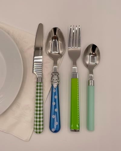 Gypsy Color Eclectic Blue & Green Mix & Match Stainless Steel Flatware