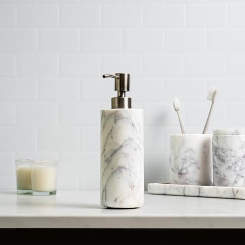 Cork & Mill Marble Soap Dispenser with Stainless Steel Pump Top
