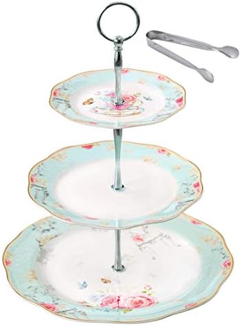 Jusalpha Light Blue 3-tier Ceramic Cake Stand- Cupcake Stand
