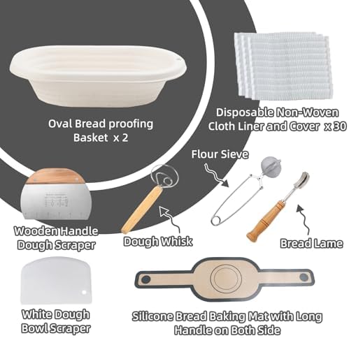 11" Oval Banneton Bread Proofing Basket Set – Sourdough Baking