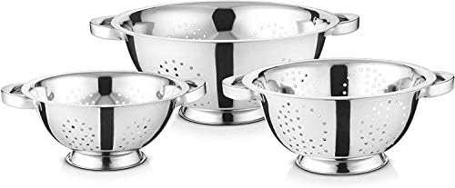 Avador Set of 3 Stainless Steel Colanders, Comes in 1.5 Quart 3qt