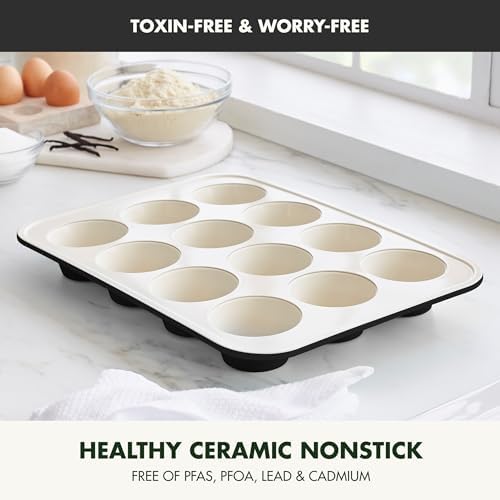 GreenPan Bakewell 12-Cup Muffin Pan, Healthy Ceramic Nonstick