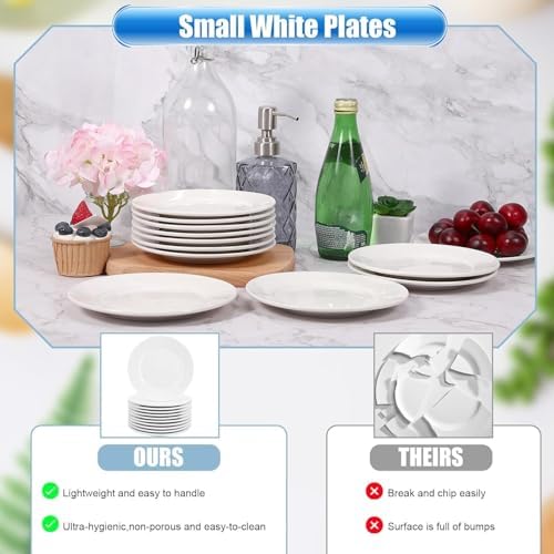 12 Pcs Porcelain Plates, White Dinner Plates, 10 Inch, Round