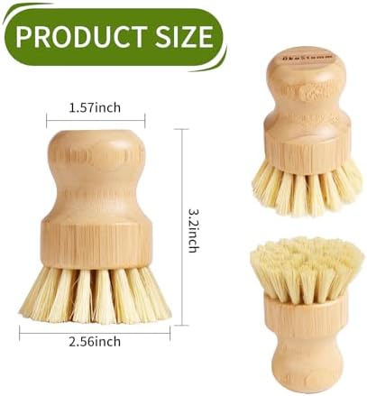 4 Pack Bamboo Dish Brush with Sisal Bristles