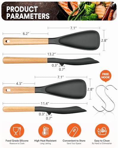 Badiano Multifunction Cooking Spoons, 11.4" and 13.4", Grey