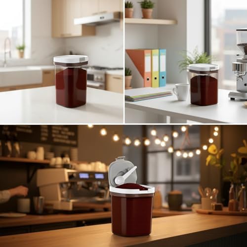 2Pcs Airtight Coffee Canister,44oz Coffee Storage Container with Scoop