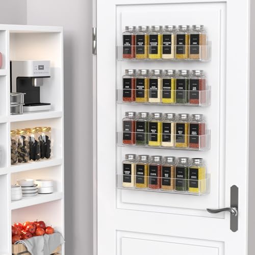 PMMASTO 2-Pack Clear Acrylic Self-Adhesive Spice Racks with 12 Empty