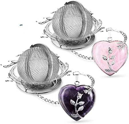 NSTaygate 2pcs Tea Infuser Tea Strainers for Loose Tea Amethyst & Rose