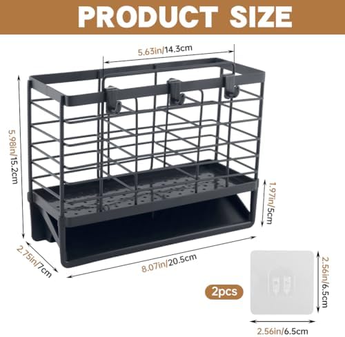 Utensil Holder, Kitchen Utensil Drying Rack, 3-Compartment Sink Caddy