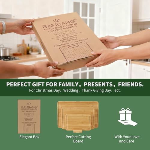 BAMBANG Bamboo Cutting Board Set, 3-Piece Wooden Chopping Boards for