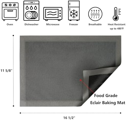 AMYONE Perforated Silicone Baking Mats, 2 PCS Gray Mesh Baking Mats