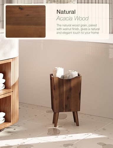 Tidita 1.5 Gal Wood Trash Can, Walnut Color