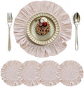 vctops 15 Inch Boho Apricot Cotton Placemats Set of 4, Round Ruffles