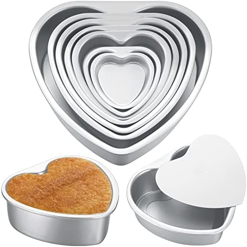 Sieral 7 Pcs Heart Shaped Cake Pans 3/4/5/6/7/8/10" Nonstick Aluminum